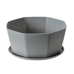Set of Decorative Indoor/Outdoor Plant Pots with Drainage Saucers (Gray)