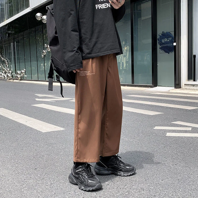 

Printed Letter Casual Pants Men's Loose Drape Straight Wide-leg Trousers Fashion Spring Summer Solid All-match Overalls Trend