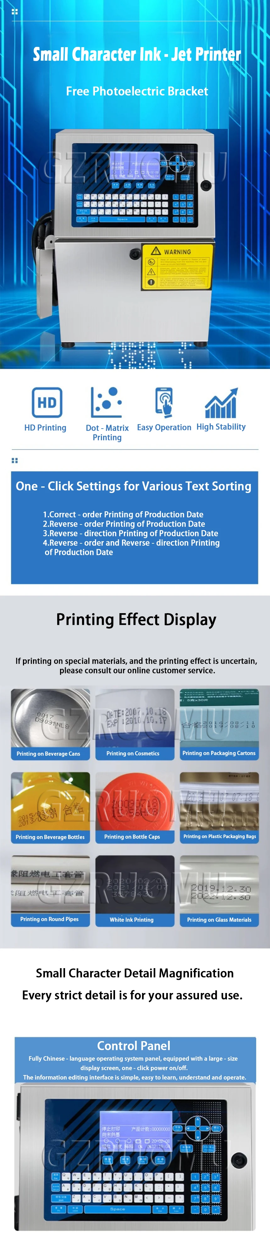 Automatic Industrial CIJ Inkjet Printer - Online Batch Code Number Date Printer
