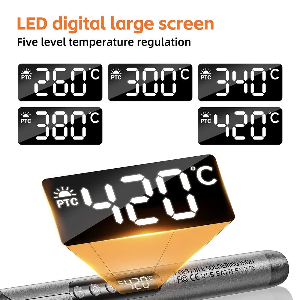 Multifunctional USB Digital Electric Soldering Iron Set Kit Intelligent 300-450℃ Temperature Adjustable Solder Iron Welding Tool 4