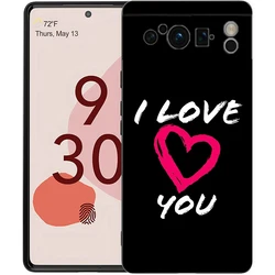 I Love You Pink Heart Shockproof Silicone Phone Case - Black Cover - Pixel 8 Pro (A1)