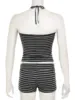 IAMSURE Casual Striped Shorts Set Women 2024 Y2K Slim 2 Piece Sets Housewear Backless Bandage Halter Top Low-Waisted Shorts Lady 6