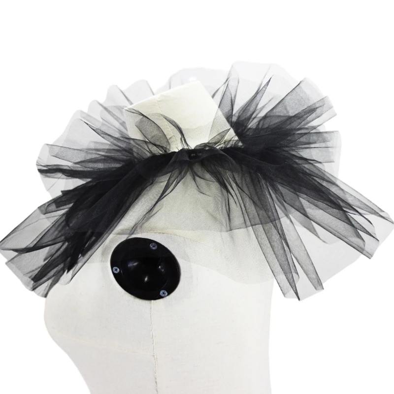 

Women Tulle Ruffled Faux Collar Vintage Layered Mesh Neck Ruff