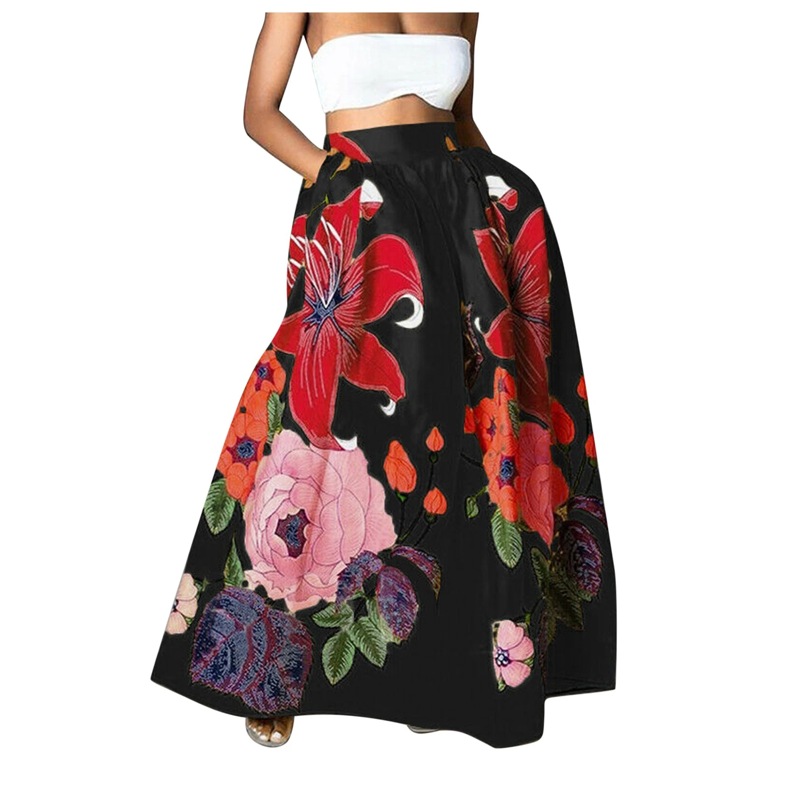 Faldas bohemias con estampado Floral para mujer, Faldas largas de cintura alta para y playa, con envío directo| AliExpress