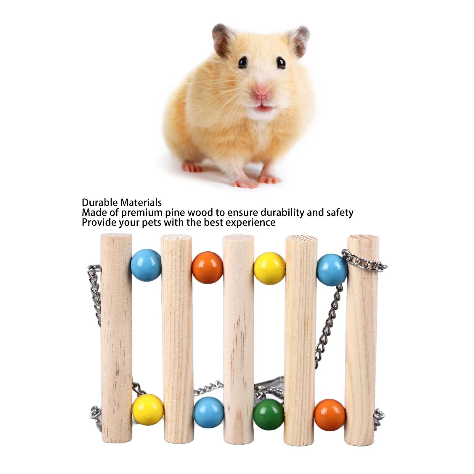 Multifunctional Wooden Swing Ladder for Hamster, Hanging Bridge, Swing Stand, Parrot, Small Bird, Guinea Pig
