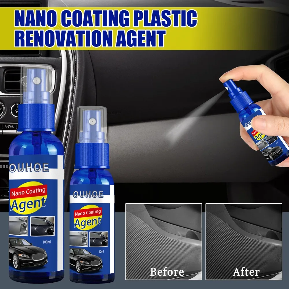 Nano Car Plastic Restoration Coating Spray, Restaurar, Agente, Remodelar, Atualizar, Exterior, Painel, Assento, Renovação Limpa