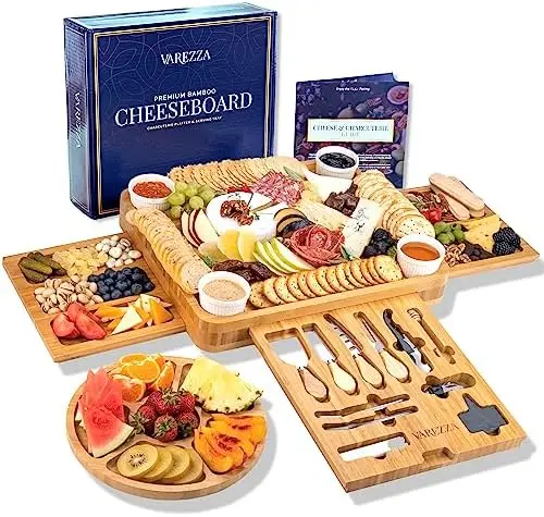 SMIRLY Cheese Board and Knife Set - Extra Large Charcuterie Board