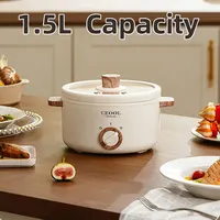1.5L Mini Electric Instant Noodles Pot,Multi-Functional Non-Stick Boiling Pot,Dormitory Household 1-2 People Rice Cookers ,600W 2