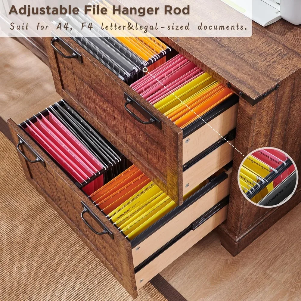 Farmhouse 30" Filing Cabinet with 2 Drawers for A4/Letter/Legal Size Documents - Stylish Office Storage Solution 3