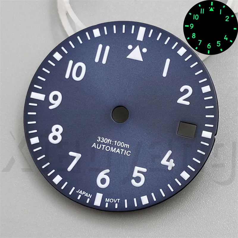 Pilot Style Watch Dial and Hand Sets with C3 Green Luminous – Available in Black, Blue, Green, and White