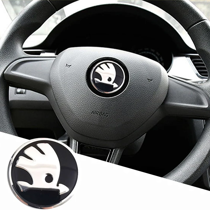 42mm Car Interior Steering Wheel Emblem Stickers for Skoda Koda Rapid