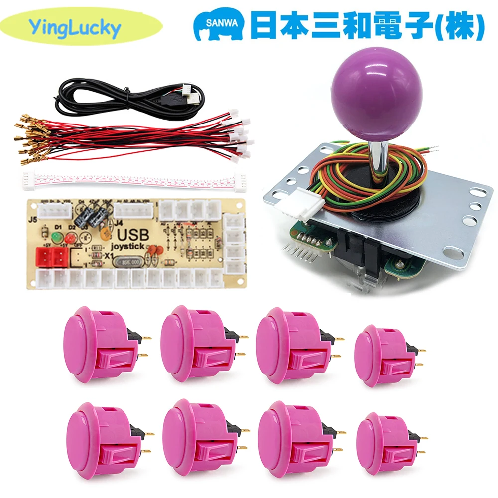 Original japan arcade sanwa kit null verzögerung arcade usb encoder arcade joystick mit obsf 30mm tasten joystick für pc ps2 ps3 pi