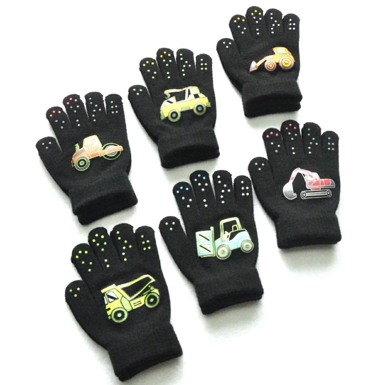 Cycling Gloves Winter Gloves Ski Gloves 5-11Y Children Cartoon Vehicle Plush For Boys Girls