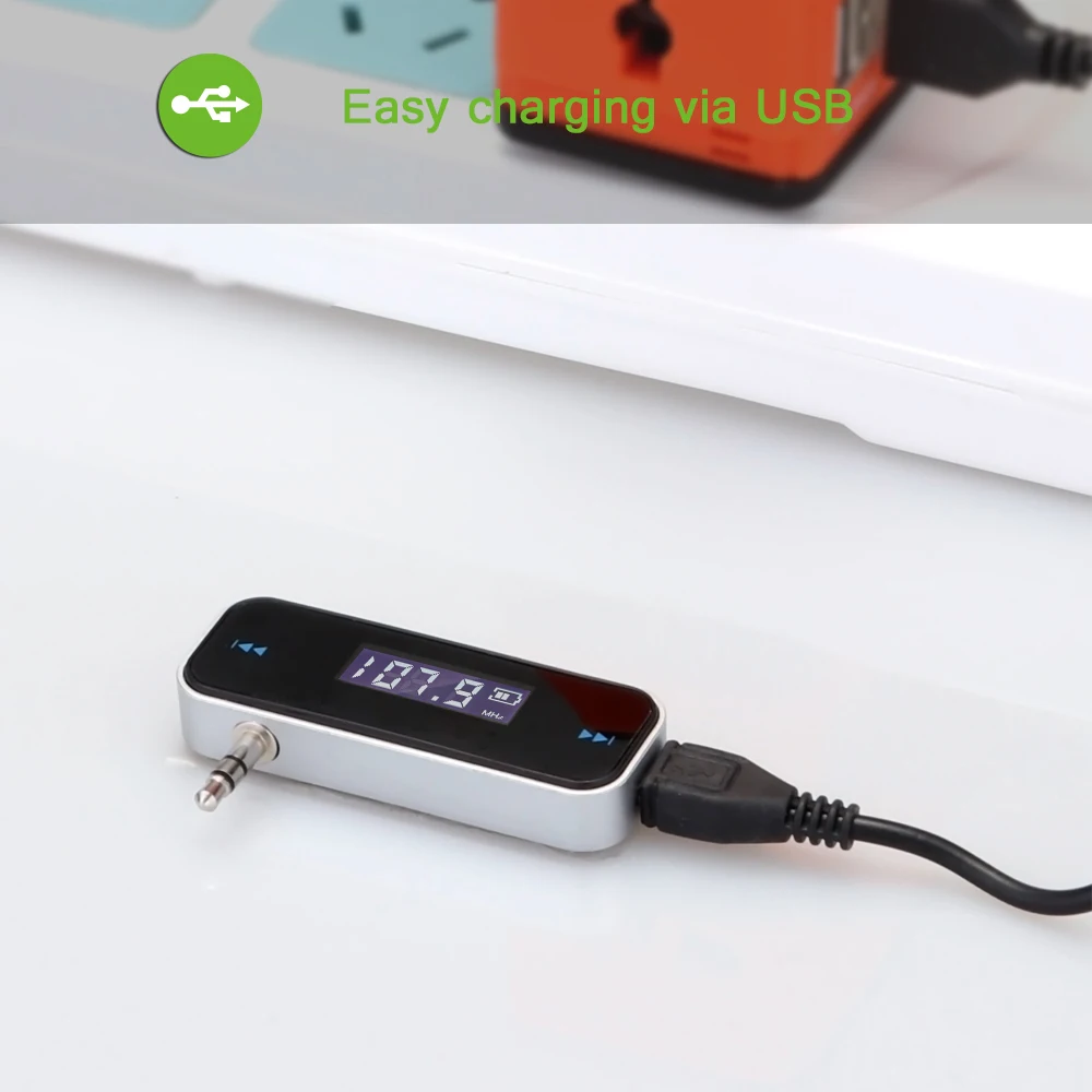 Wireless Handsfree Car Kit with 3.5mm FM Transmitter & LCD Display