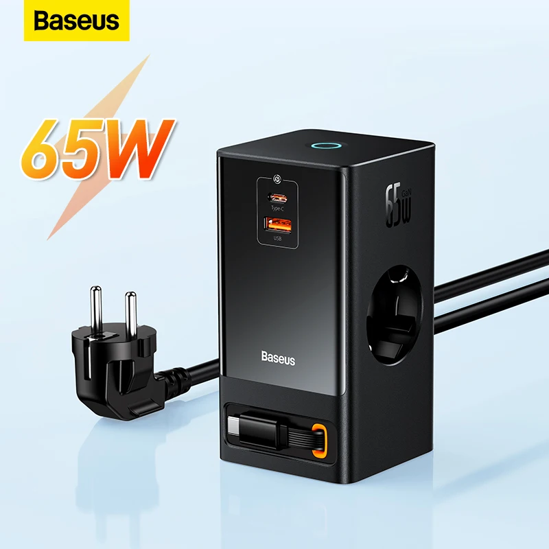 Baseus 65W Digital Power Strip Desktop Charger Retractable-C 65W2