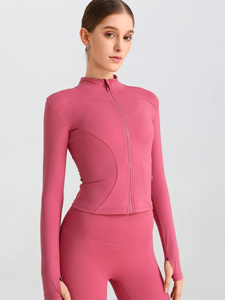 2025 New Fashion Fitness Sports Jacket Women Spring Summer Running Long Sleeve Waist Cinching Yoga Casual Ladies Versatile Tops