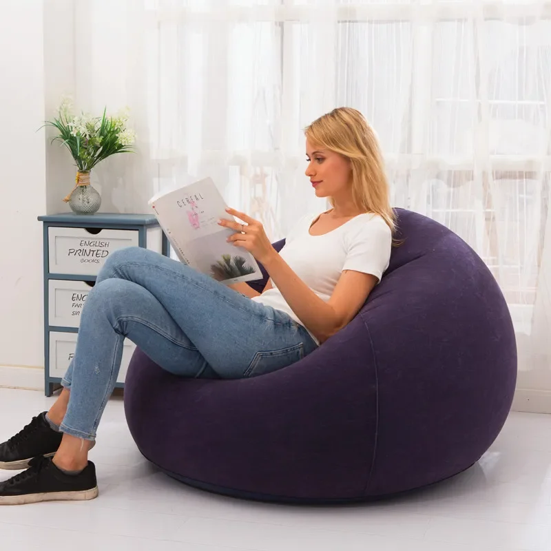Lazy Inflatable Sofa Flocking Small Apartment Home Single Leisure Entertainment Stool Couch Old Sofas Living Room Szezlong Chair