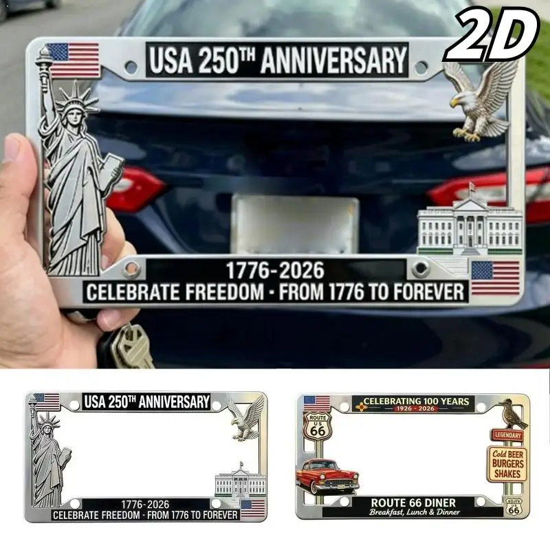 250주년 기념 번호판 프레임 2D 알루미늄 레트로 클래식 자동차 디자인 번호판..