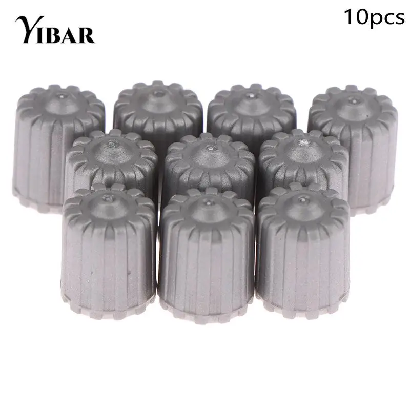 Set of 10 Gray Tire Valve Stem Caps with Gaskets - Durable Nylon Dust Covers