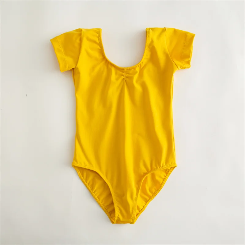 Hochwertige, günstige Tanz-Übungskleidung aus Baumwoll-Spandex, Weiß, Schwarz, Rosa, für Kinder, Mädchen, Kinder, kurze Ärmel, Ballett-Trikots – Detail 15