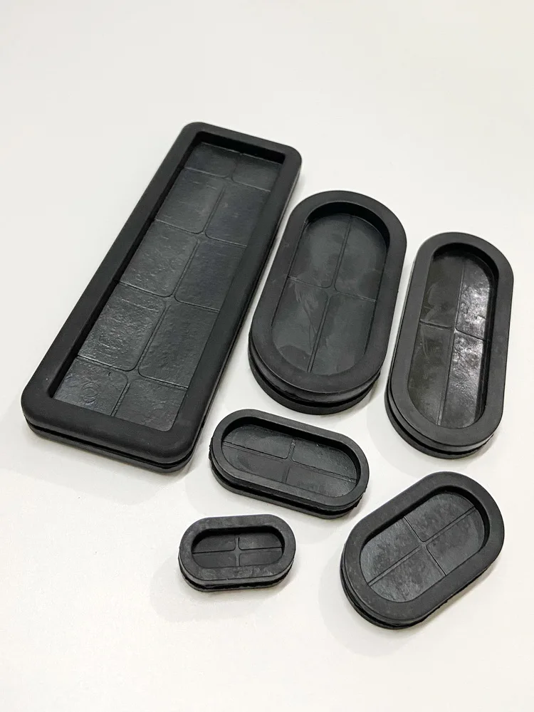 Oval Retangular Anel de Borracha Grommet Preto Arruela Chassis Furo de Saída Manga de Proteção de Fio Virola de Cabo Clip on