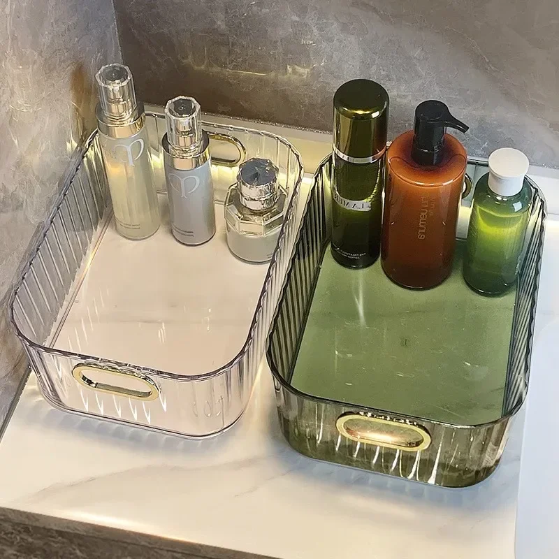 2 Pcs Cosmetics Box Desktop Storage Drawer Stackable Storage Box with Handle Makeup Organizers Basket Poatable Sundries  Rack 2