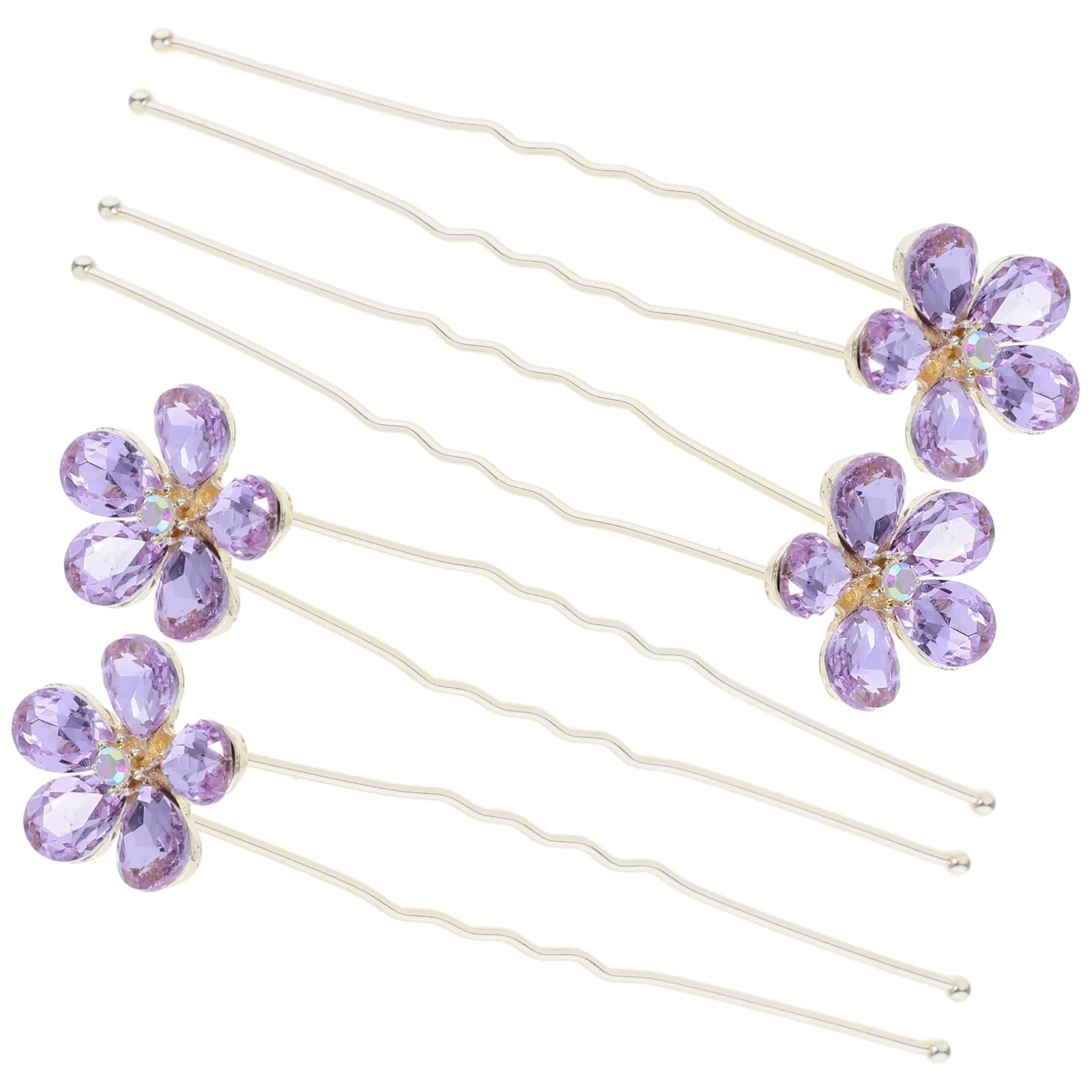 

4 Pcs The Flowers Braiding Hairpins Bride Rhinestone Bobby Rhinestones Accessories for Bridal