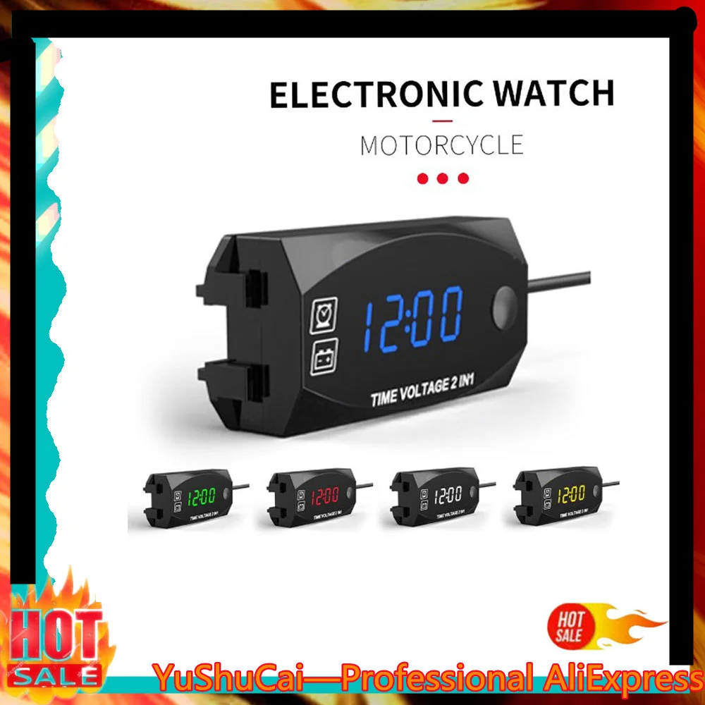 12v Motorcycle Voltmeter Led Display Ip67 Waterproof Multifunction