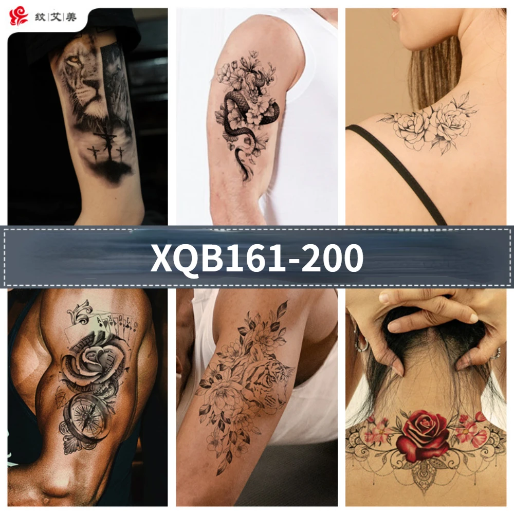 

Waterprooftemporary Tattoo Sticker Half Arm Flower Tiger Lion Animal Arm Long Lasting Tatto Sticker Fake Tatoo Body Art