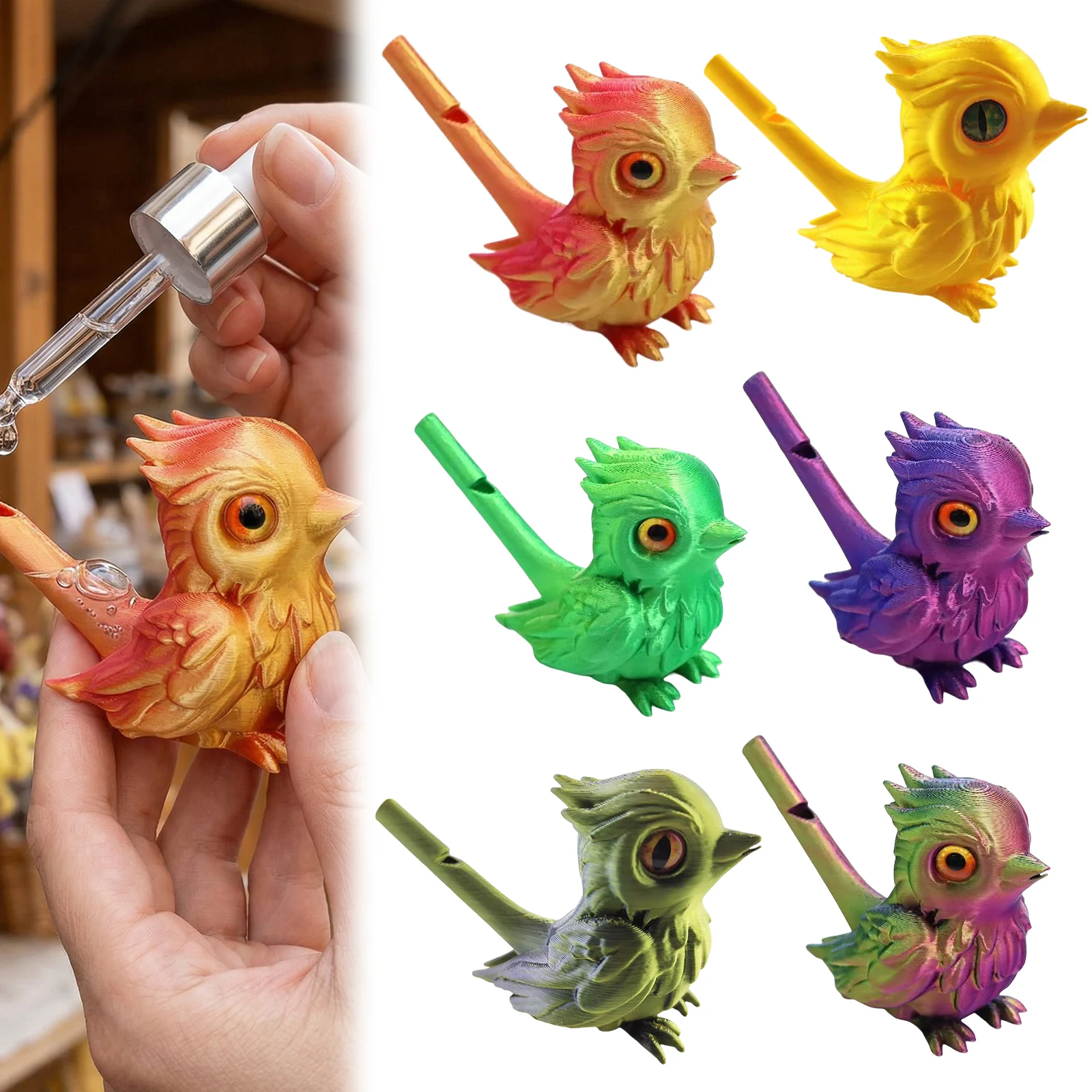 6Pcs 3D 인쇄된 새 휘파람 현실적인 동물 모델 관절형 동물 피규어 조류 애호가를 위한 수집용 선물