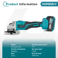 YOFIDRA 125mm Brushless Electric Angle Grinder Digital Display 3 Gear Cordless Polishing Woodworking Tool For Makita 18V Battery 2