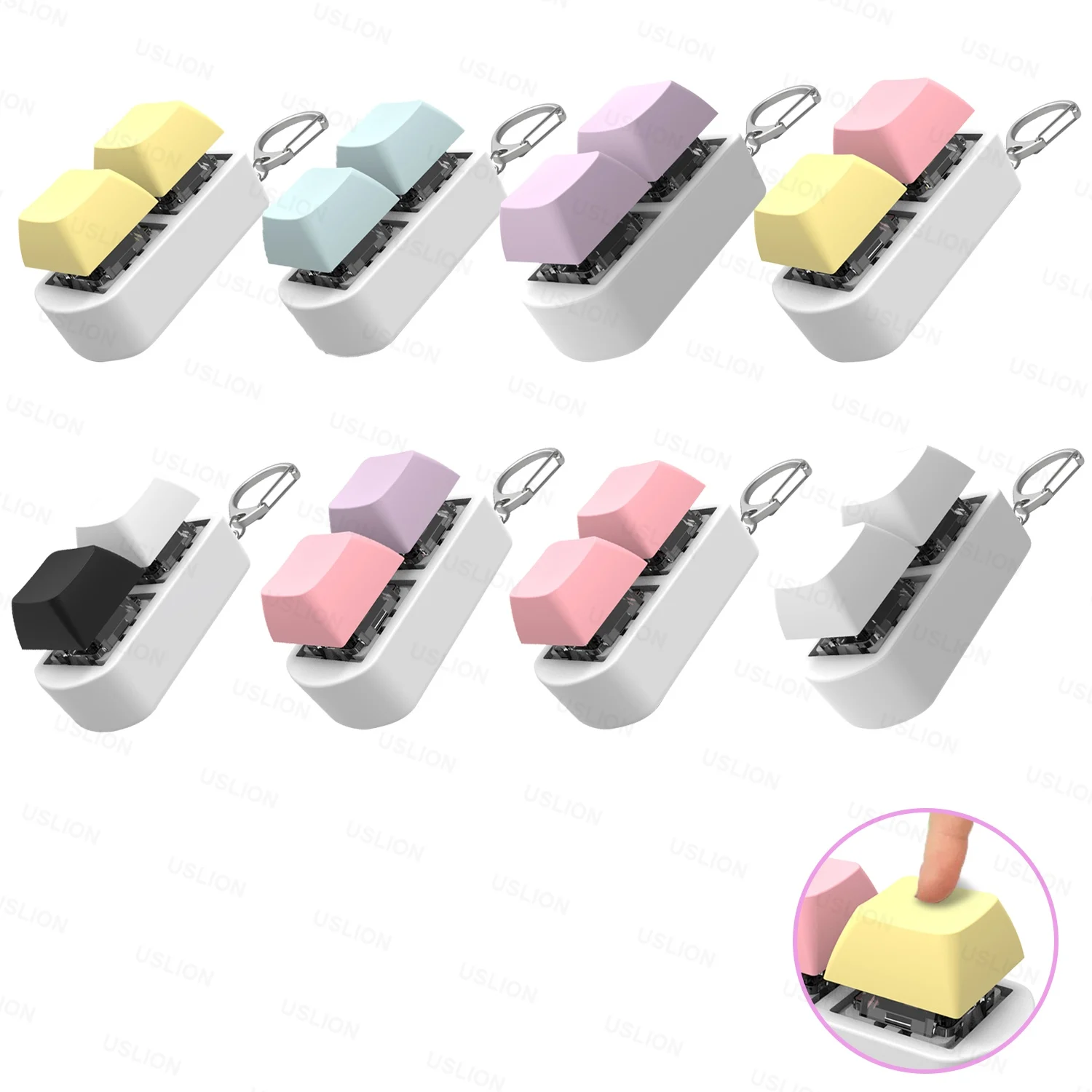 Juguete Antiestrés Con Teclas Clicker – Llavero 4 En 1 De Colores (Verde, Rosa, Amarillo, Blanco) Para Aliviar La Ansiedad En Adultos