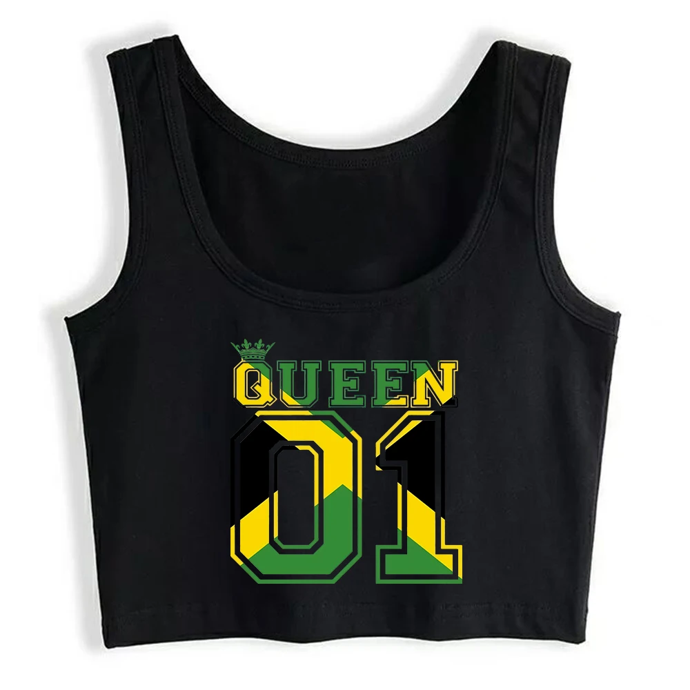 Partner Land Queen 01 Prinses Jamaica Design Sexy Slanke Crop Top Dames Persoonlijkheid Aanpasbare Katoenen Ademende Tanktops