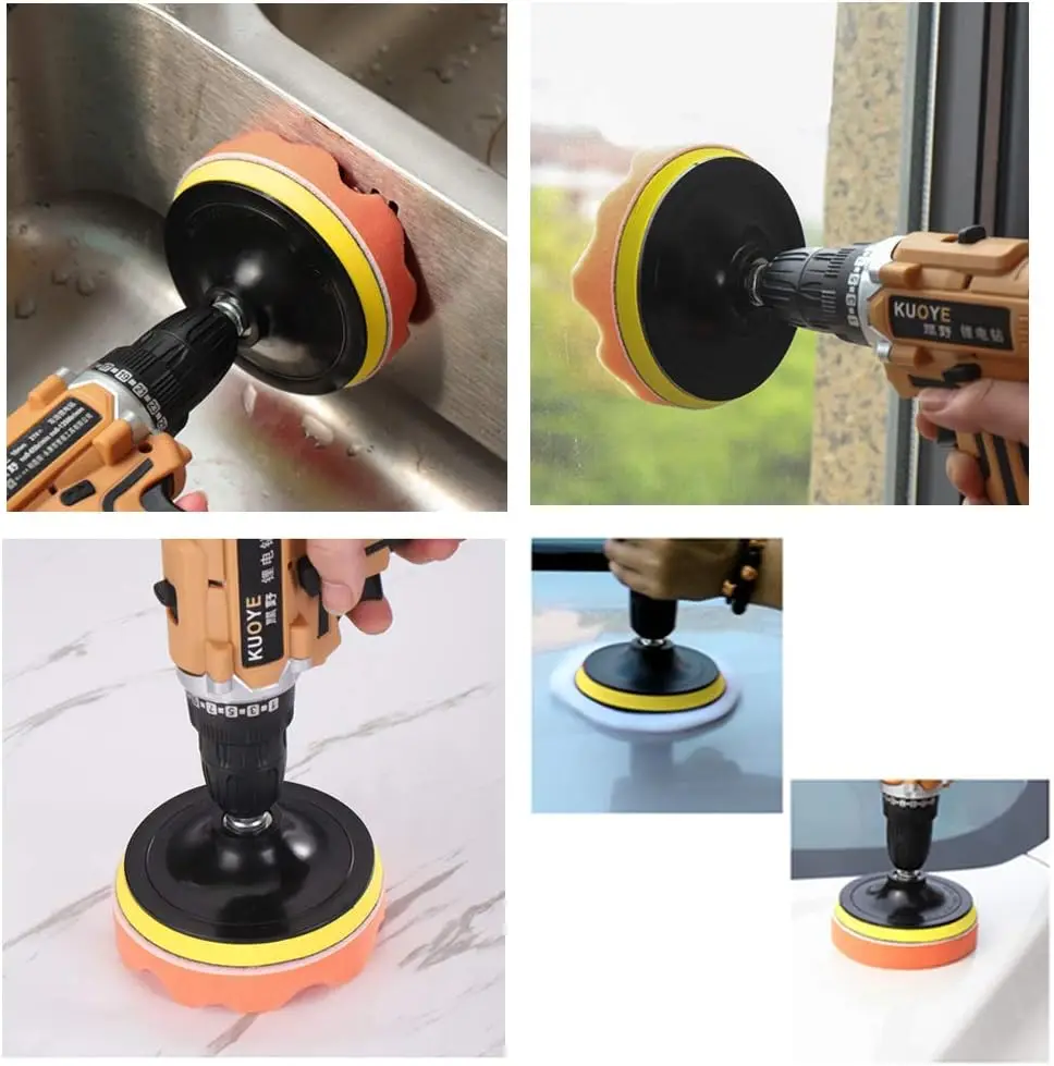 Car Polishing Pad Kit 3/4/5 Inch 6 Pcs ing Pad and Wool Drill M10 Drill Adapter Car Cleaning & Polish car polishing pad,car polish pad,car polishing sponge,wool polishing pad,polishing wheel kit,wool polishing head,drill adapter for polishing