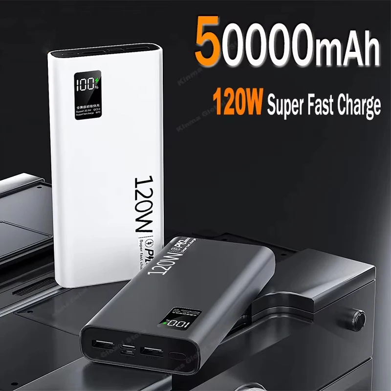 Power Bank 120W High Capacity 50000mAh Fast Charging Portable Battery Charger for iPhone Samsung Huawei