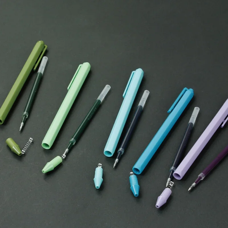 5pcs/box Click Type Hexagonal Ballpoint Pen Retro Color Ink Retractable Gel Pens for Writing Journal Marker Office School