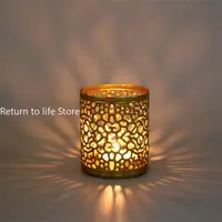 Nordic Golden Geometric Hollow Wrought Iron Candle Holder Creative Aromatherapy Candle Cup Home Decoration Ornaments Art Craft 5