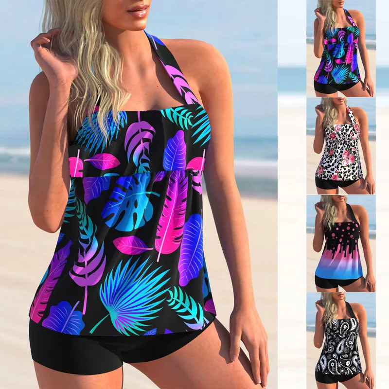 

2023 Summer New Fashion Print Swimwear Women's High Waist Sexy Swimwear Women's Two Piece Swimwear Tankini Swimwear Beachwear