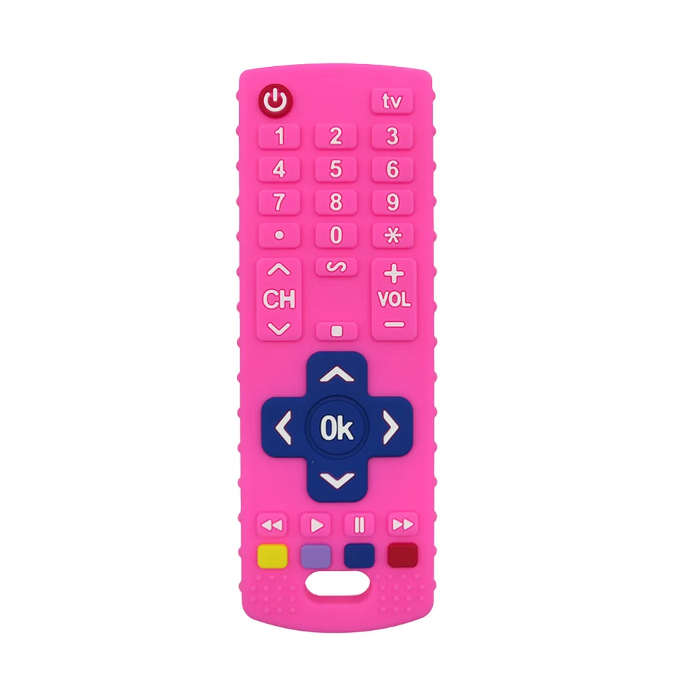 Baby silicone remote control teether baby anti-eating hand teething stick cartoon soothing teething toys cognitive teething toy