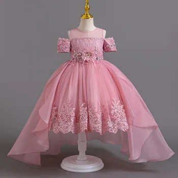 2024 Summer Birthday Party Party Girl Elegant Evening Dress Fluffy Trailing Dress Embroidered Flower Girl Princess Dress 1