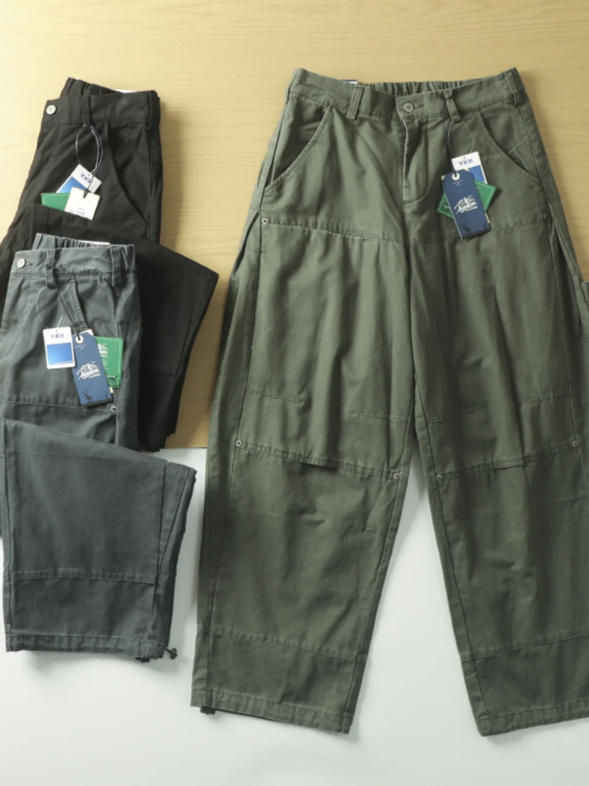 Retro Waed Work Trousers Loose Wide Leg Casual Pants for Men Urban Faion Autumn Winter  Color Long Pants