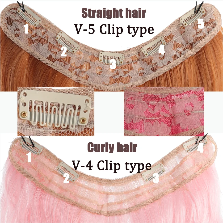 Allaosify synthetic hair 20 inch V-shaped artistic highlight dye gradient hair extensions are beautiful and cool