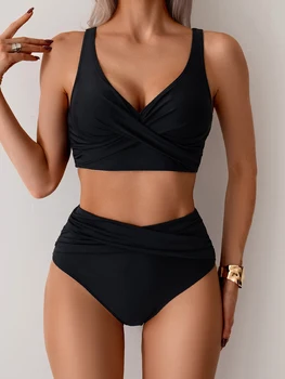 2025 New Sexy Cross High Waist Bikini Sets Swimsuit For Women Push Up Swimwear Female Two Pieces Bathing Suit Summer Beach Wear 1