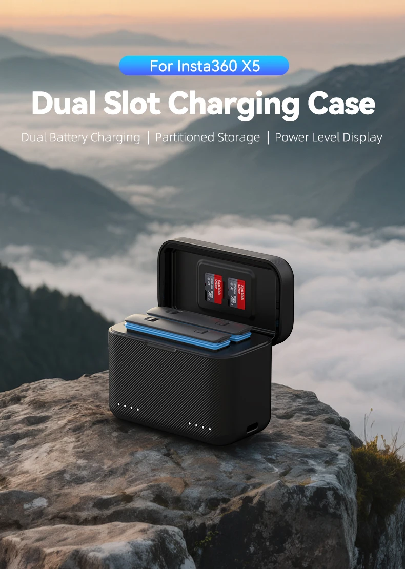Battery Charger For X5 Battery 2 Slots TF Card Battery Storage Pocket Charger B