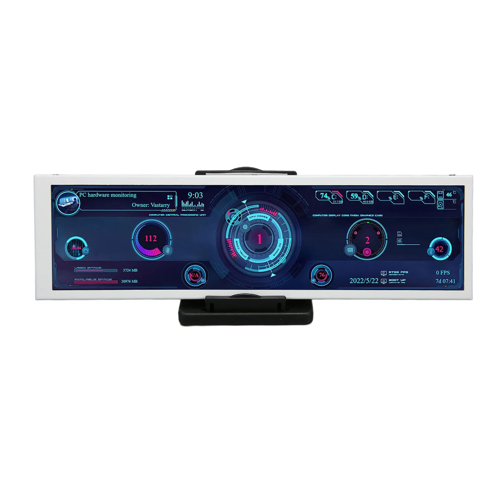 

Computer Temp Monitor 8.8 Inch IPS Theme Editor Auto Off USB Power Multifunction PC CPU Data Monitor for GPU RAM Time