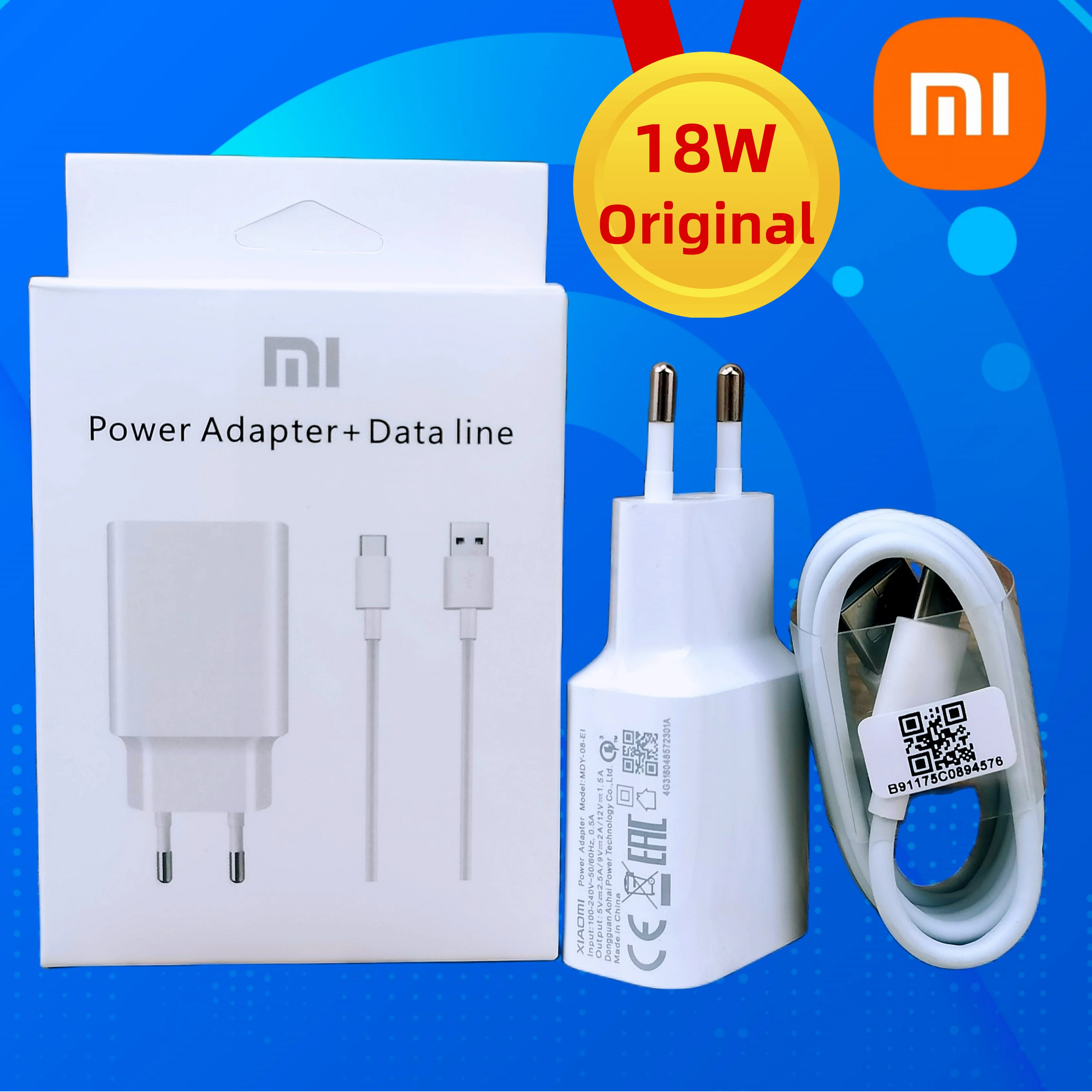 Xiaomi MDY-08-EI Carregador Original 5V/2.5A 9V/2A 12V/1.5A + Cabo