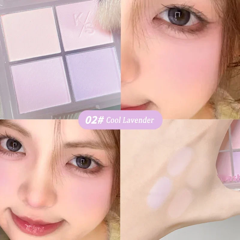 Four-color Blush Palette powder blusher blush powder blush plate facial blusher blush cream cream blusher Matte Lavender Powder Rouge Lasting Natural Cream Cheek Tint Peach Purple Blush Eyeshadow Cosmetic
