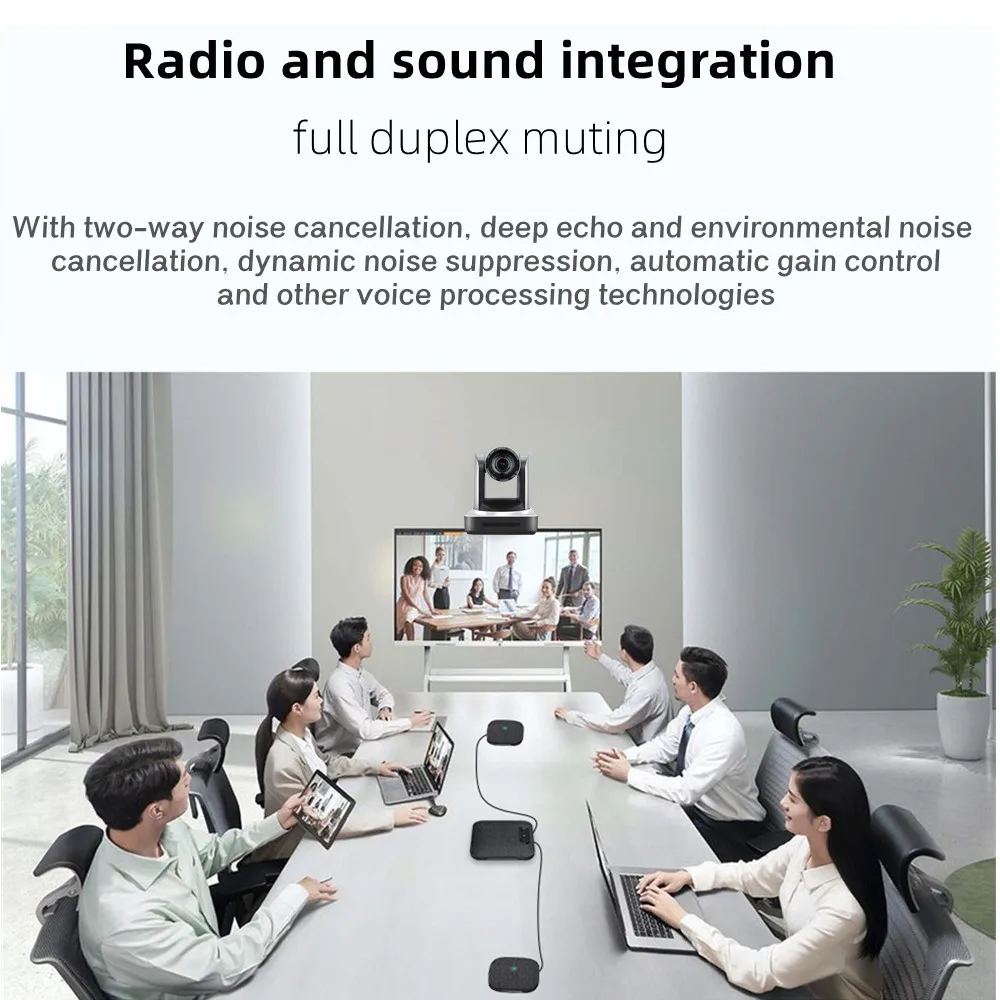 HCSTVCON Video conference system set 20X 1080P HDMI SDI LAN with Speakerphone 4 AI Mics with 2 Expansion Mics 360&deg;Voice Pickup