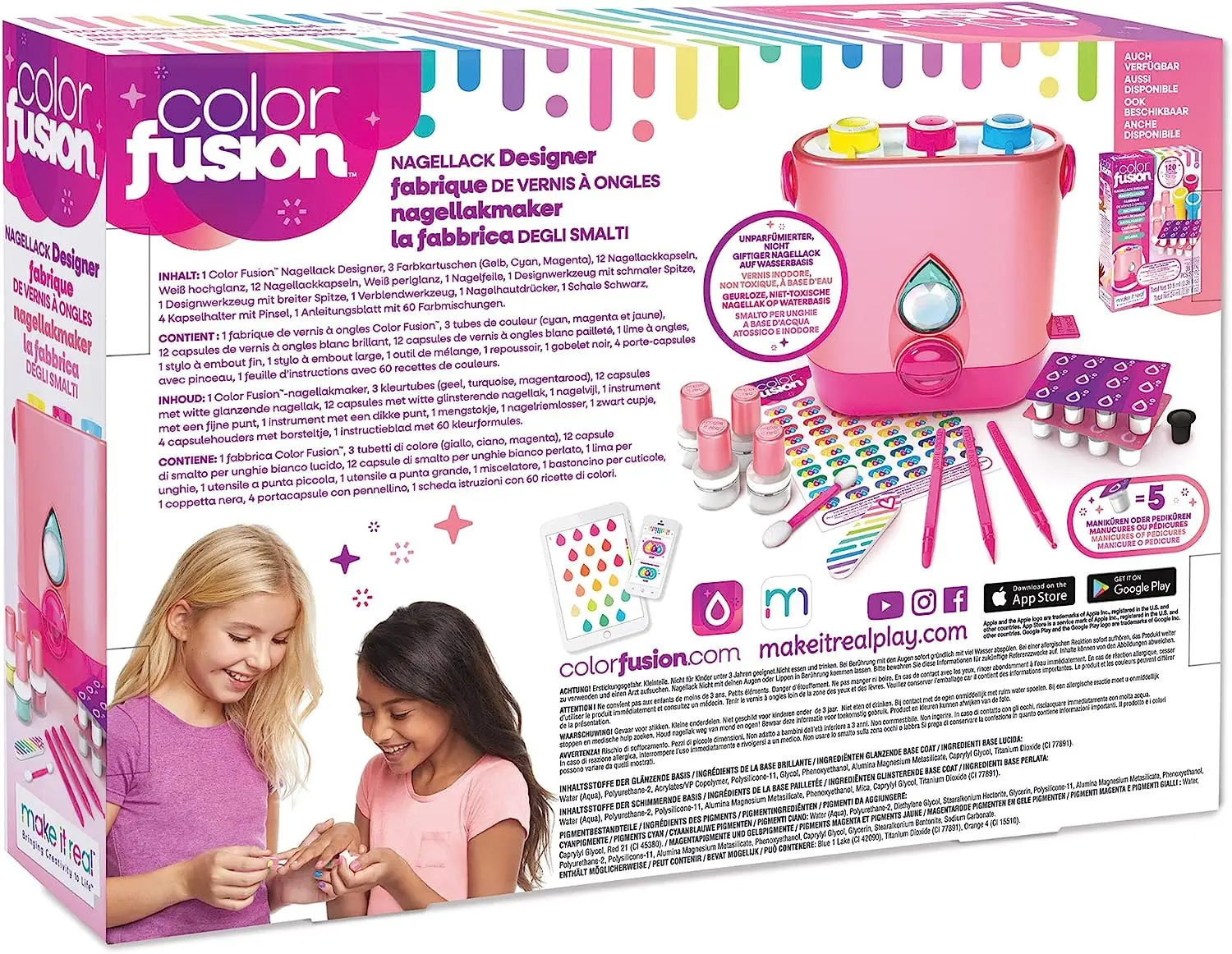 Original Make It Real Color Fusion DIY Creative Nail Polish Designer Girls Makeup Toys Water Based Kids Nail Polish Manicure 6