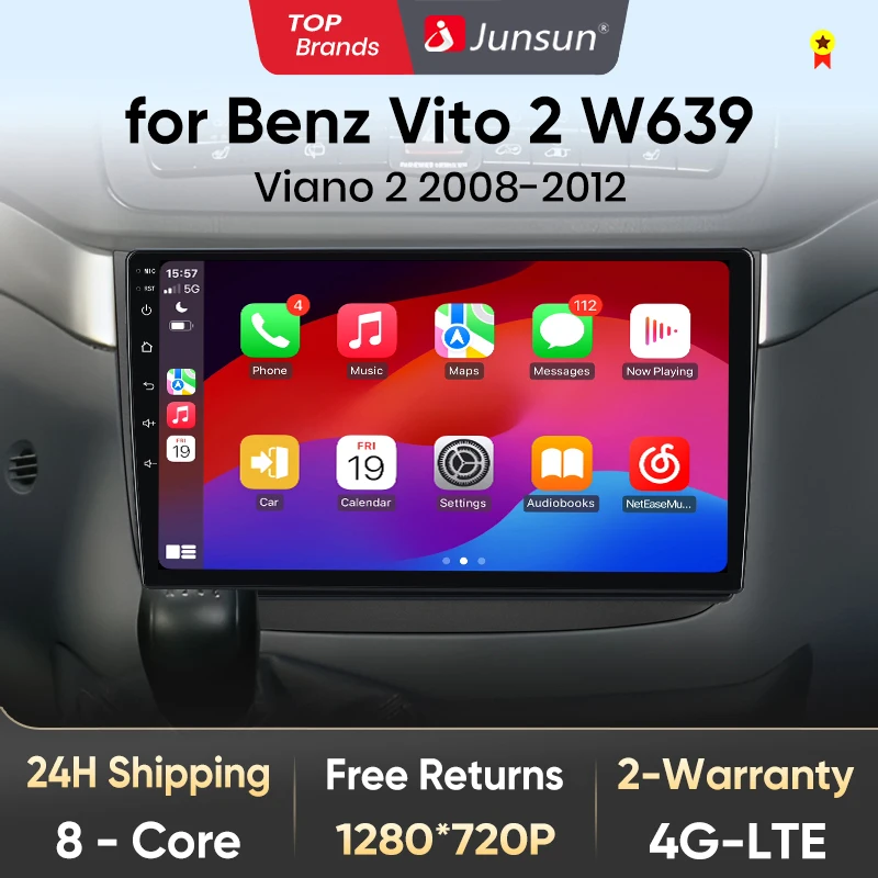 Junsun V1 AI Voice Wireless CarPlay Android Auto Radio für Benz Vito 2 W639 Viano 2 2008-2012 Auto Multimedia GPS 2din autoradio